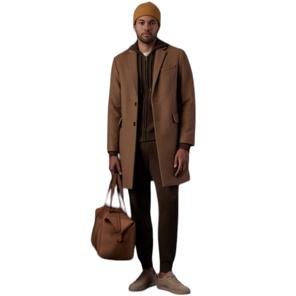 Quince Other - NWT QUINCE Italian Wool Overcoat Double-Breasted Dark Camel Tan Men’s Small